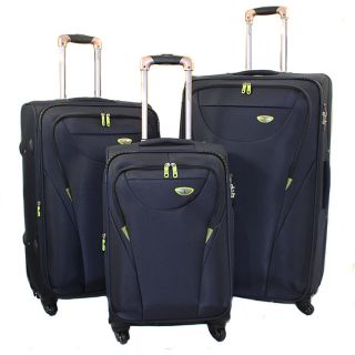 American Green Travel Navy 3 piece Expandable Spinner Luggage Set with