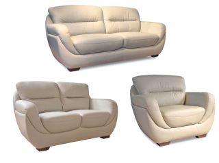 Bone Leather Sofa, Loveseat, & Chair