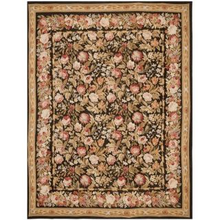 Hand knotted French Aubusson Black Wool Rug (9 x 12) Today $1,246