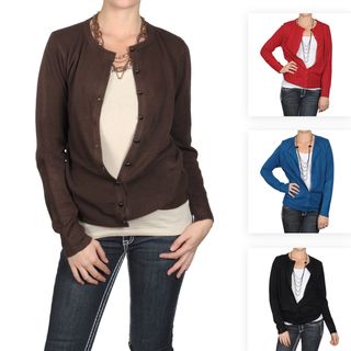 Journee Collection Womens Round Neck Button up Cardigan