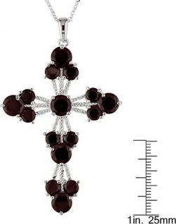 Sterling Silver Garnet Cross Necklace