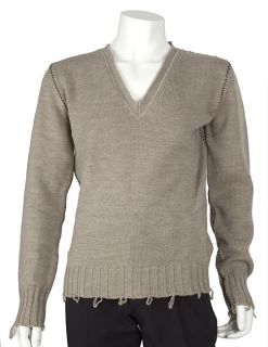 Dolce & Gabbana Sand Knit Wool V neck Sweater