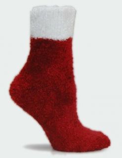 Holiday Microfiber Fuzzy Santa Socks by Foot Traffic (Size