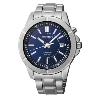 SEIKO Mens Kinetic Blue Dial Stainless Steel Watch Today $149.99