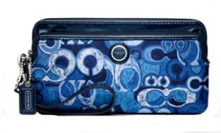  Coach Poppy Signature Compact Wallet Clutch Bag 47915 Denim Shoes