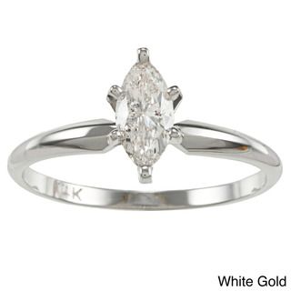 14k Gold 1/2ct TDW Marquise Diamond Solitaire Engagement Ring