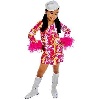 Kids Girls Costume 60s 70s Disco Go Girl Dress Outfit L