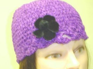 Cp121pb, Hand Crocheted Purple Color Chenille Gimp Skull