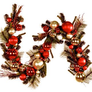 foot Red Silver Ornaments Holiday Garland