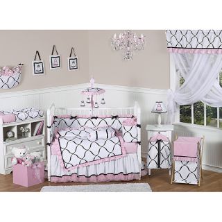 Sweet Jojo Designs Pink, Black and White Princess 9 piece Crib Bedding