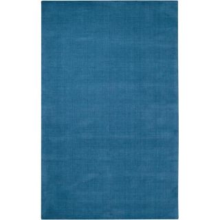 Hand crafted Teal Blue Solid Casual Ridges Wool Rug (5 x 8)