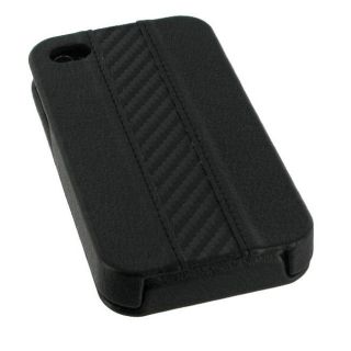 Apple iPhone 4 Vertical Black Leather Flip Case