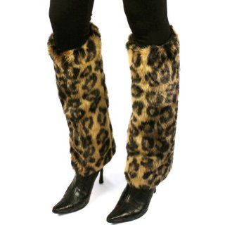 Fur Animal Print Dance Ski Leg Warmer Boot Shoe Cover Cheetah Brown