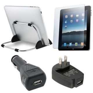 Black 4 piece Stand/ Screen/ Protector/ Chargers for Apple iPad Today
