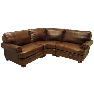Redmond Distressed Mahogany Italian Leather Sectional Sofa