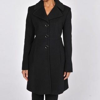Via Spiga Womens Black Wool and Cashmere Walking Coat