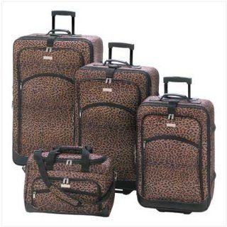 4Pc Matching Leopard Print Travel Luggage Bag Ensemble