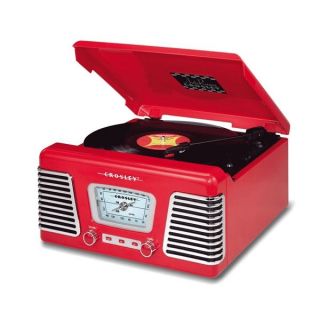 Crosley CR711 Red Autorama Turntable with AM/FM Radio