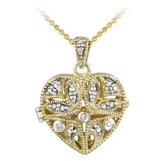 DB Designs 18k Gold Over Silver Diamond Accent Heart Locket Necklace