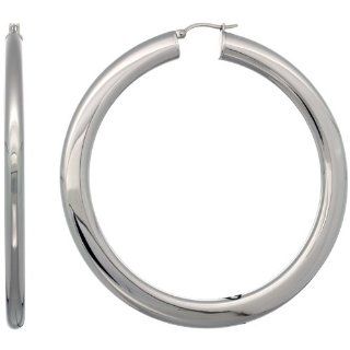 Surgical Steel 3 inch Hoop Earrings Mirror Finish 7 mm Fat