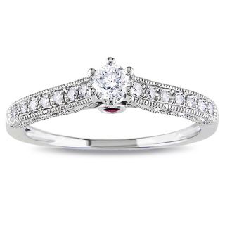 Miadora 14k Gold 1/4ct TDW Diamond and Pink Sapphire Engagement Ring