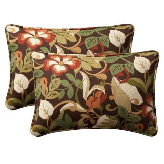 Pillow Perfect Outdoor Brown/ Green Tropical Toss Pillows (Set of 2