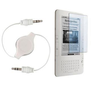 Screen Protector/ White 3.5mm Audio Cable for  Kindle 2 Today $