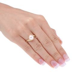 Miadora 10k Yellow Gold Cultured Freshwater Pearl Ring (8 8.5 mm