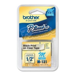 Brother P Touch Non Laminated Tape M131 1/2IN BLACK ON