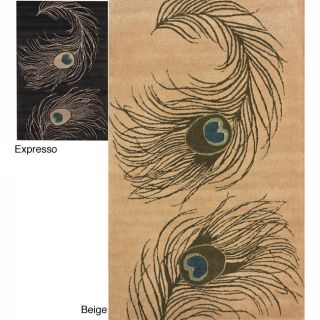 Handmade Alexa Peacock Wool Rug (76 x 96)