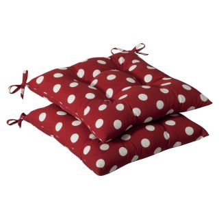Pillow Perfect Outdoor Red/ White Polka Dot Tufted Seat Cushions (Set