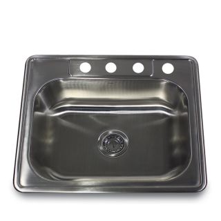 Stainless Steel 25 inch Self rimming 4 hole Single Bowl Kitchen Sink