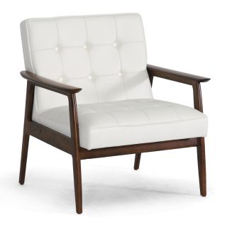 Stratham White Mid century Modern Club Chair
