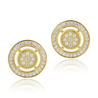 Icz Stonez 18k Gold over Silver Micro Pave Cubic Zirconia Circle