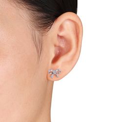 Miadora 10k White Gold Diamond Accent Bow Earrings