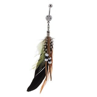 Surgical Steel Dangling Removable Feather Belly Ring