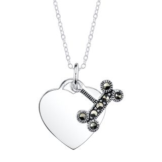 Sterling Silver Marcasite Dog Bone and Plain Heart Necklace Today $16
