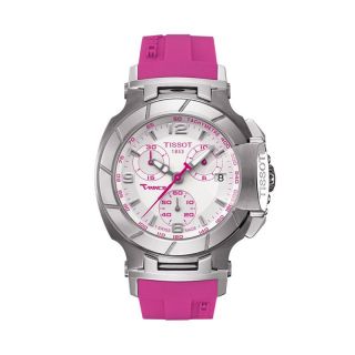 Tissot Womens T Race White Dial Pink Strap Watch