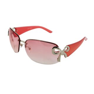 Womens Rimless Pink Frame Gradient Lens Butterfly Sunglasses