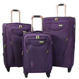 American Green Travel Purple 3 piece Expandable Spinner Luggage Set