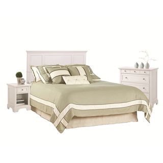 Naples Queen/Full White Headboard Night Stand and Chest Set