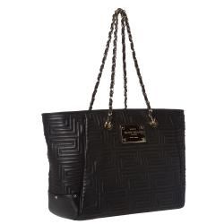 Versace Quilted Black Leather Tote Bag