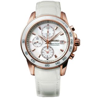 Seiko Womens Sportura Chrono Mother Of Pearl Gold Watch Today $371