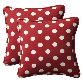 Pillow Perfect Outdoor Red/White Polka Dot Toss Pillows Square   Set