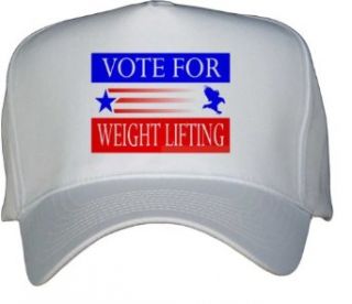 VOTE FOR WEIGHT LIFTING White Hat / Baseball Cap Clothing