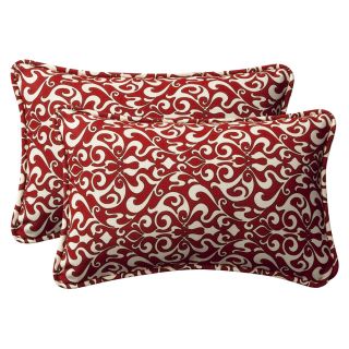 Pillow Perfect Decorative Red/ White Damask Outdoor Toss Pillows (Set