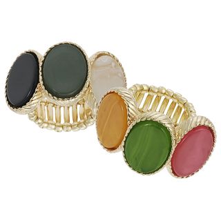 Journee Collection Goldtone Multi color Acrylic Vintage Stretch Ring