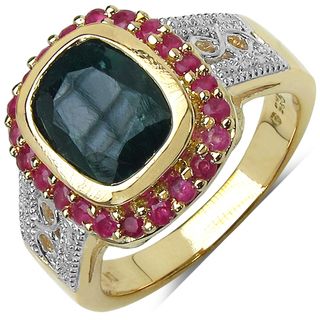 Malaika Yellow Gold over Sterling Silver Gemstone Ring