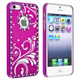 BasAcc Bling Hot Pink with Flower Snap on Case for Apple iPhone 5