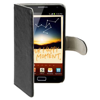 Black Leather Case with Stand for Samsung Galaxy Note N7000